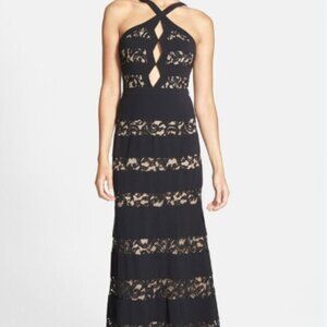 BCBGMaxAzria Katerina Cutout Lace Stripe Trumpet Gown - Size - 6